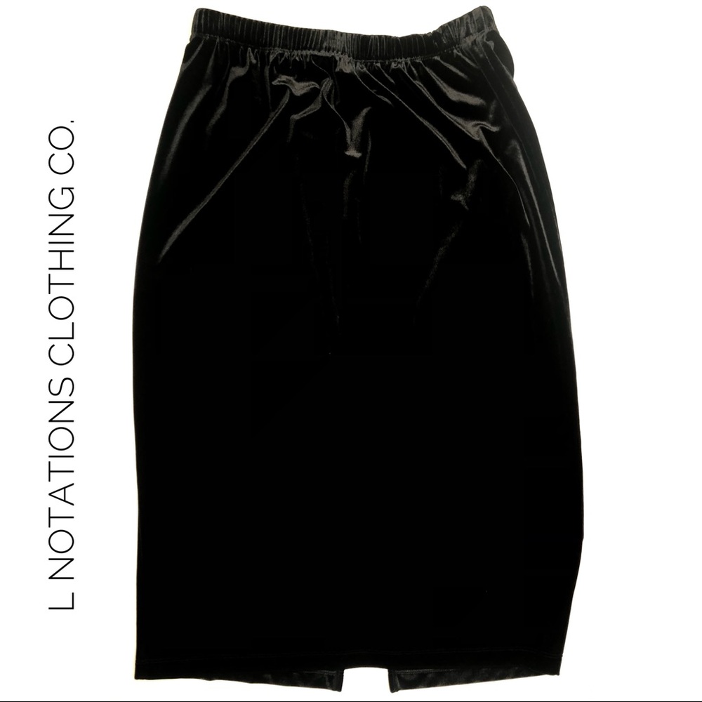 L Velvet Midi Pencil Skirt